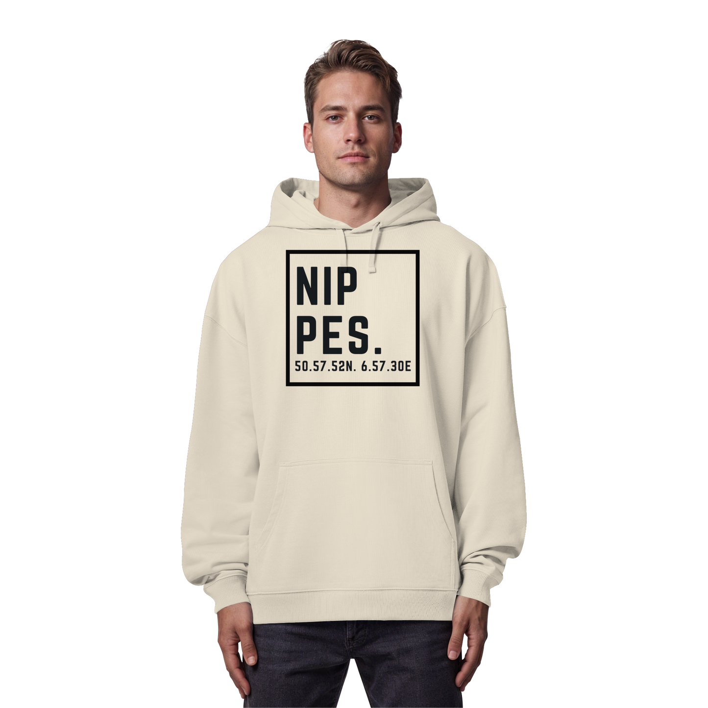 Nippes Koordinaten (großer Druck auf der Brust) - Organic Oversize Hoodie