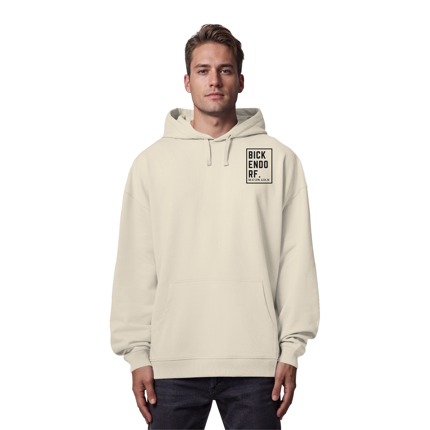 Bickendorf Koordinaten (kleiner Druck auf der Brust) - Organic Oversize Hoodie