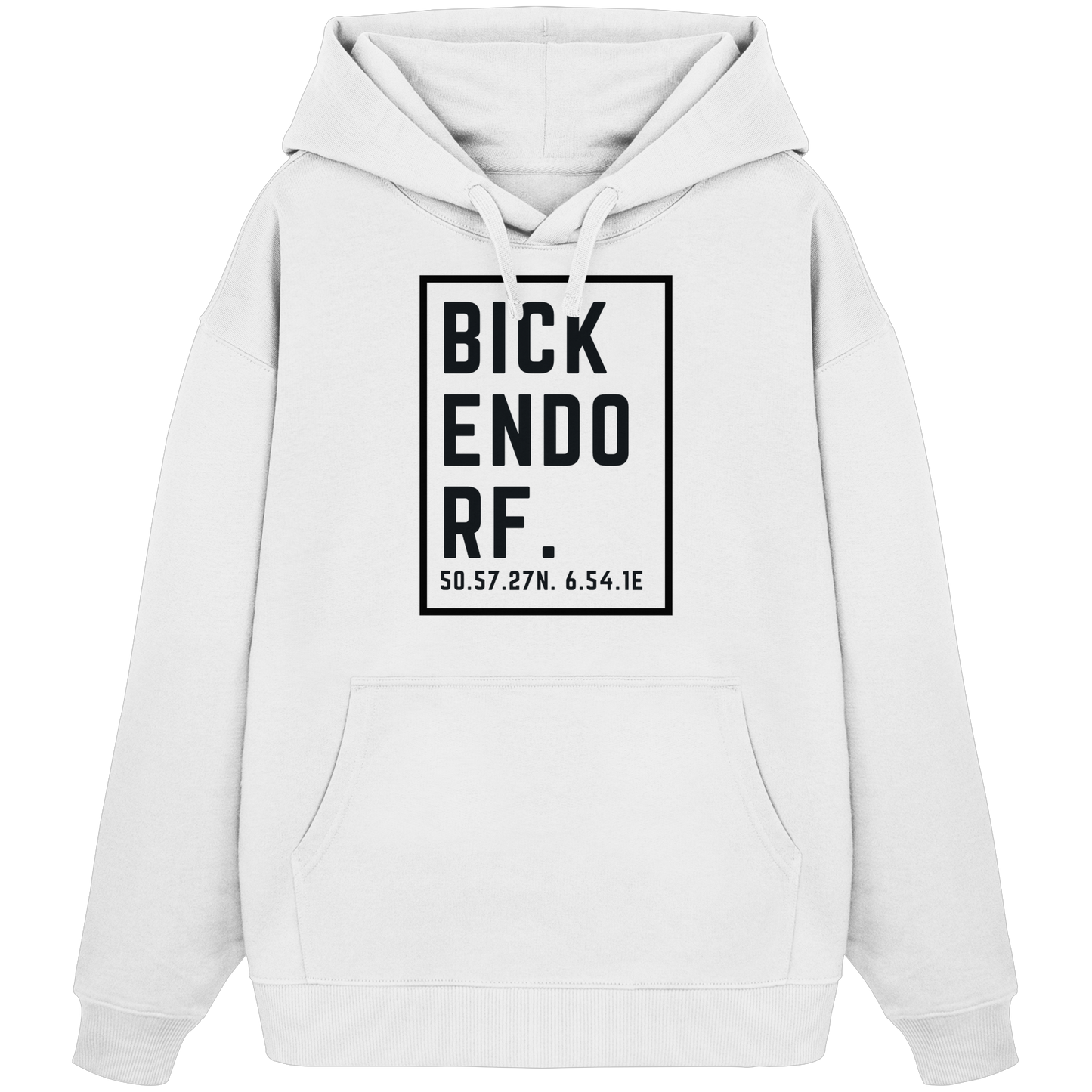 Bickendorf Koordinaten (großer Druck auf der Brust) - Organic Oversize Hoodie