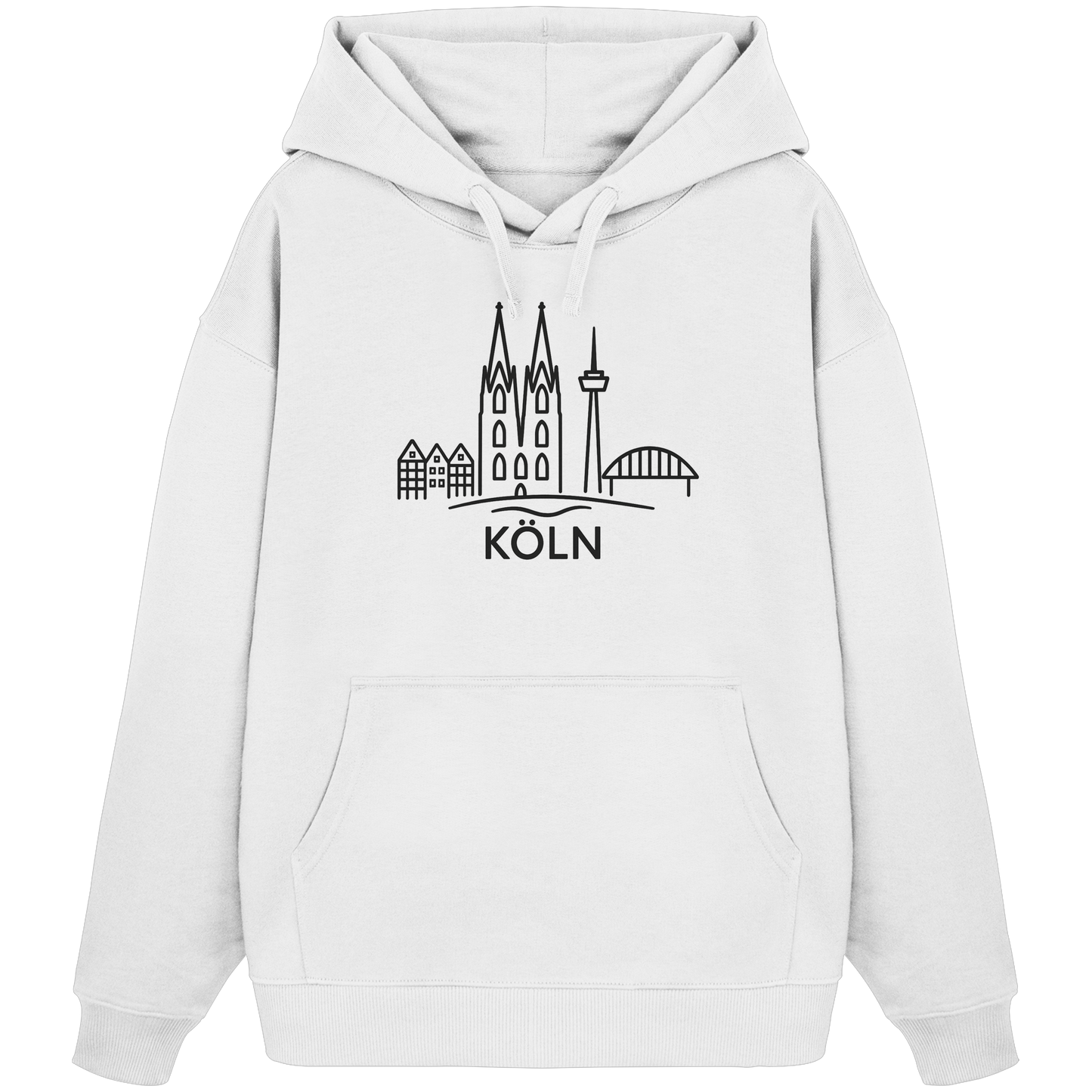 Köln Skyline (großer Druck auf der Brust) - Organic Oversize Hoodie