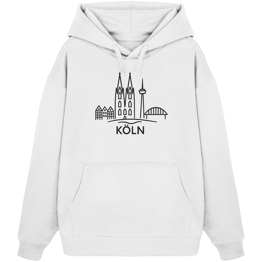 Köln Skyline (großer Druck auf der Brust) - Organic Oversize Hoodie