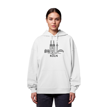 Köln Skyline (großer Druck auf der Brust) - Organic Oversize Hoodie