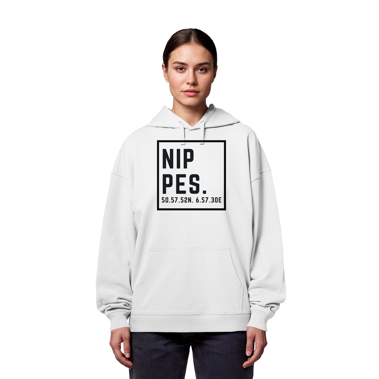 Nippes Koordinaten (großer Druck auf der Brust) - Organic Oversize Hoodie
