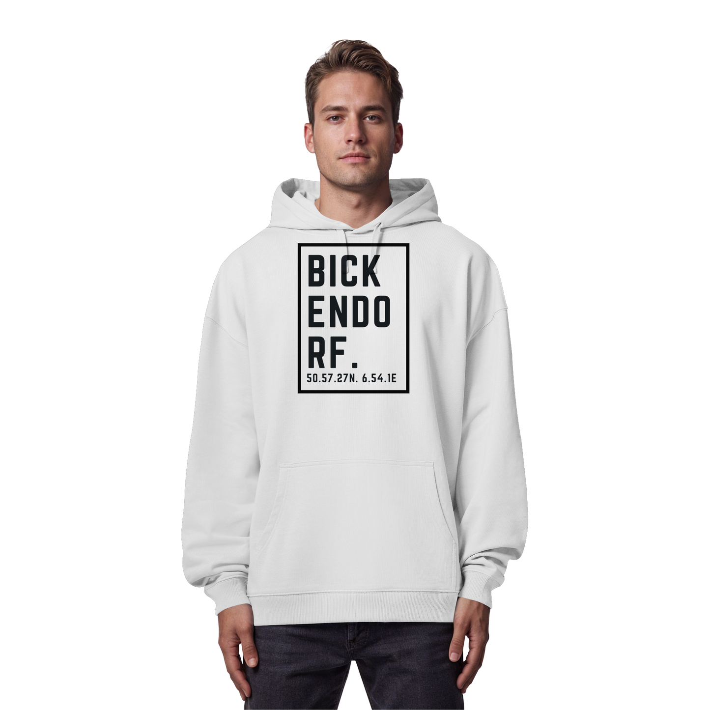 Bickendorf Koordinaten (großer Druck auf der Brust) - Organic Oversize Hoodie