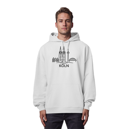 Köln Skyline (großer Druck auf der Brust) - Organic Oversize Hoodie