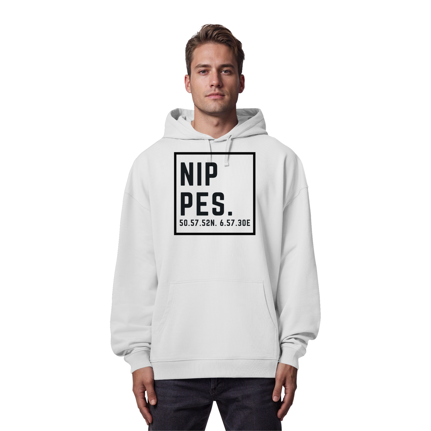 Nippes Koordinaten (großer Druck auf der Brust) - Organic Oversize Hoodie