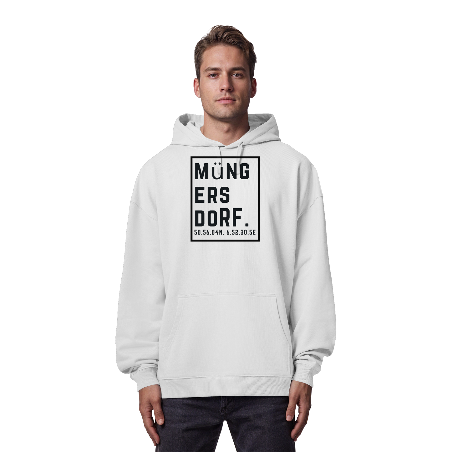 Müngersdorf Koordinaten (großer Druck auf der Brust) - Organic Oversize Hoodie