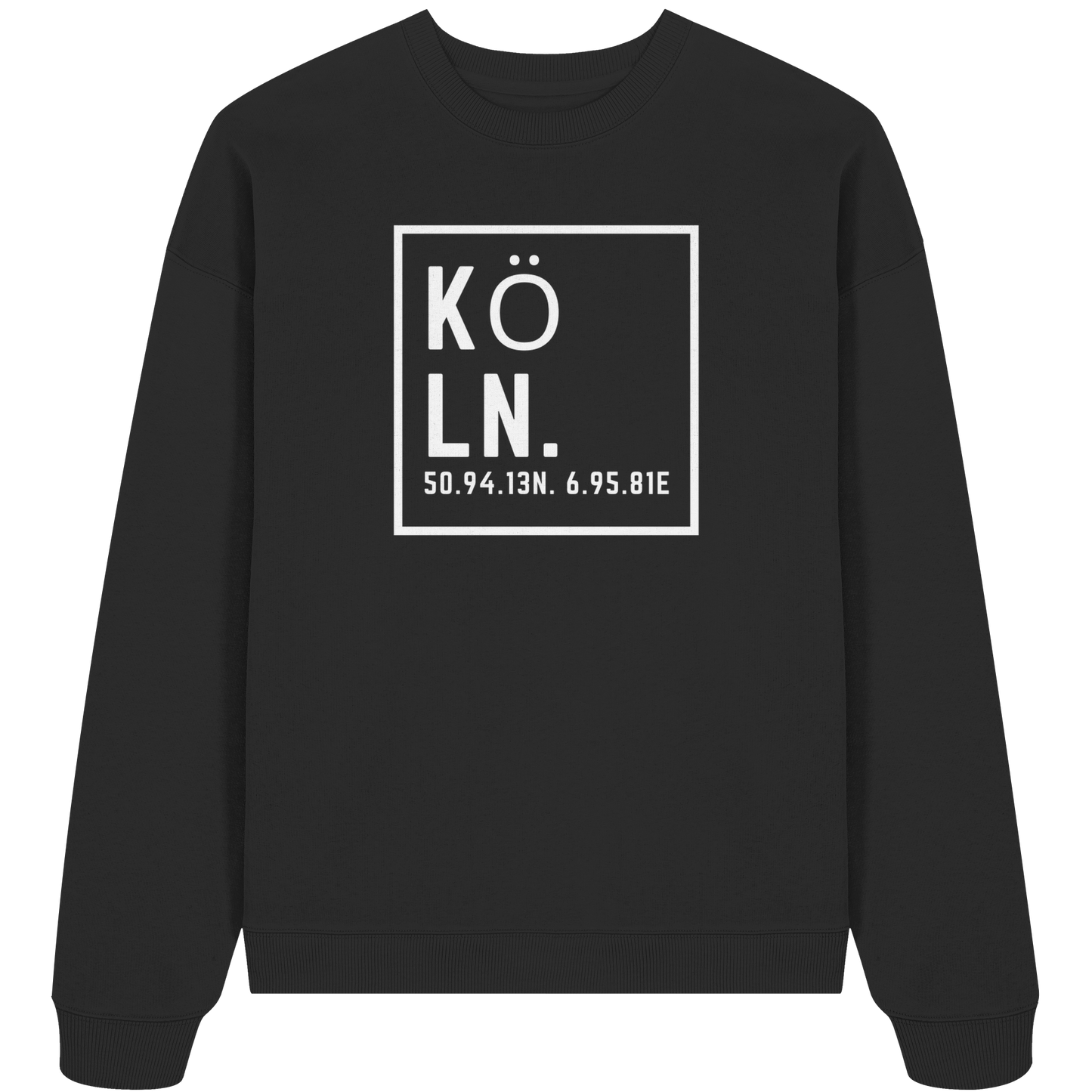 Köln Koordinaten (großer Druck auf der Brust) - Organic Oversize Sweatshirt