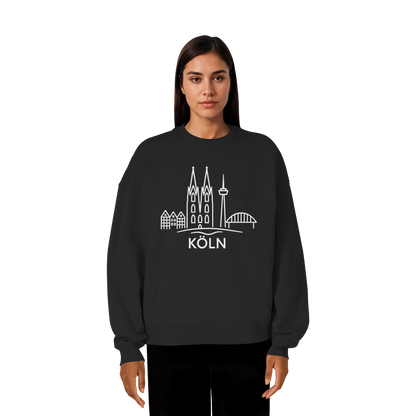 Köln Skyline (großer Druck auf der Brust) - Organic Oversize Sweatshirt
