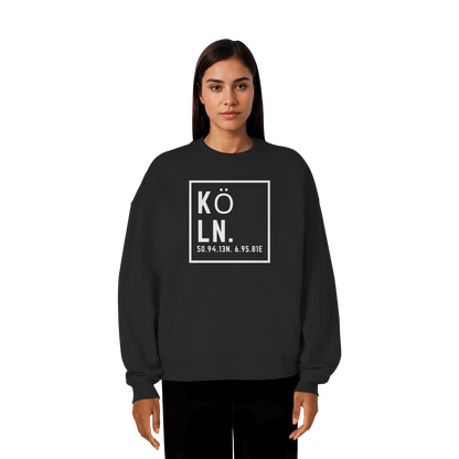 Köln Koordinaten (großer Druck auf der Brust) - Organic Oversize Sweatshirt