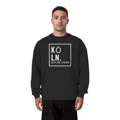 Köln Koordinaten (großer Druck auf der Brust) - Organic Oversize Sweatshirt
