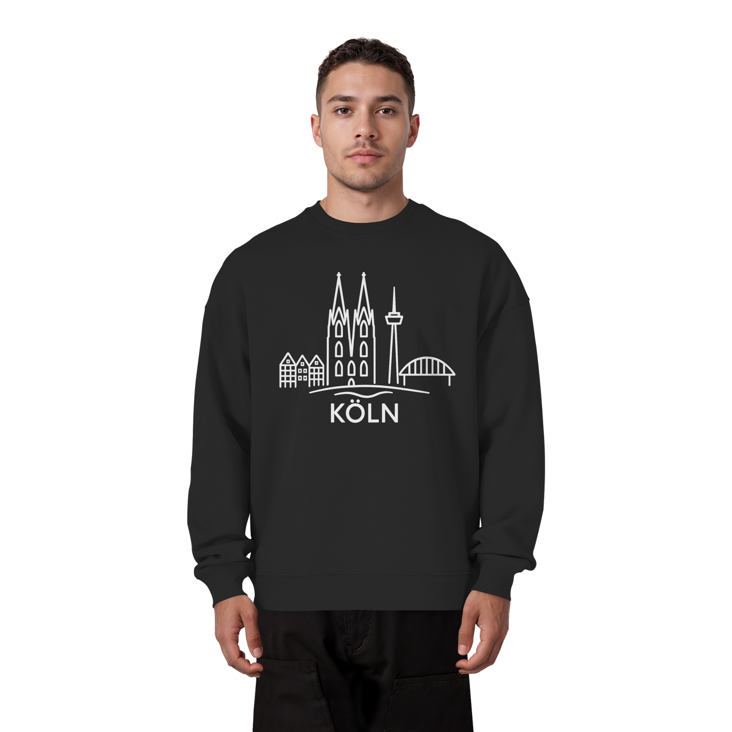 Köln Skyline (großer Druck auf der Brust) - Organic Oversize Sweatshirt
