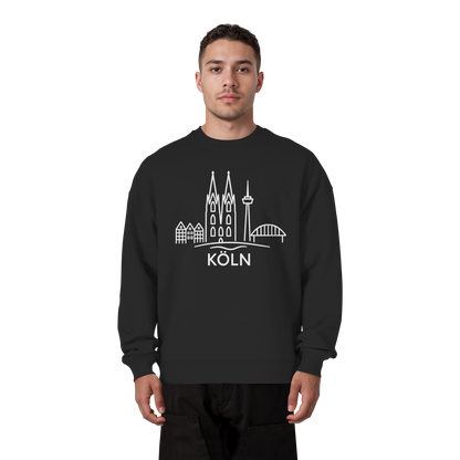 Köln Skyline (großer Druck auf der Brust) - Organic Oversize Sweatshirt