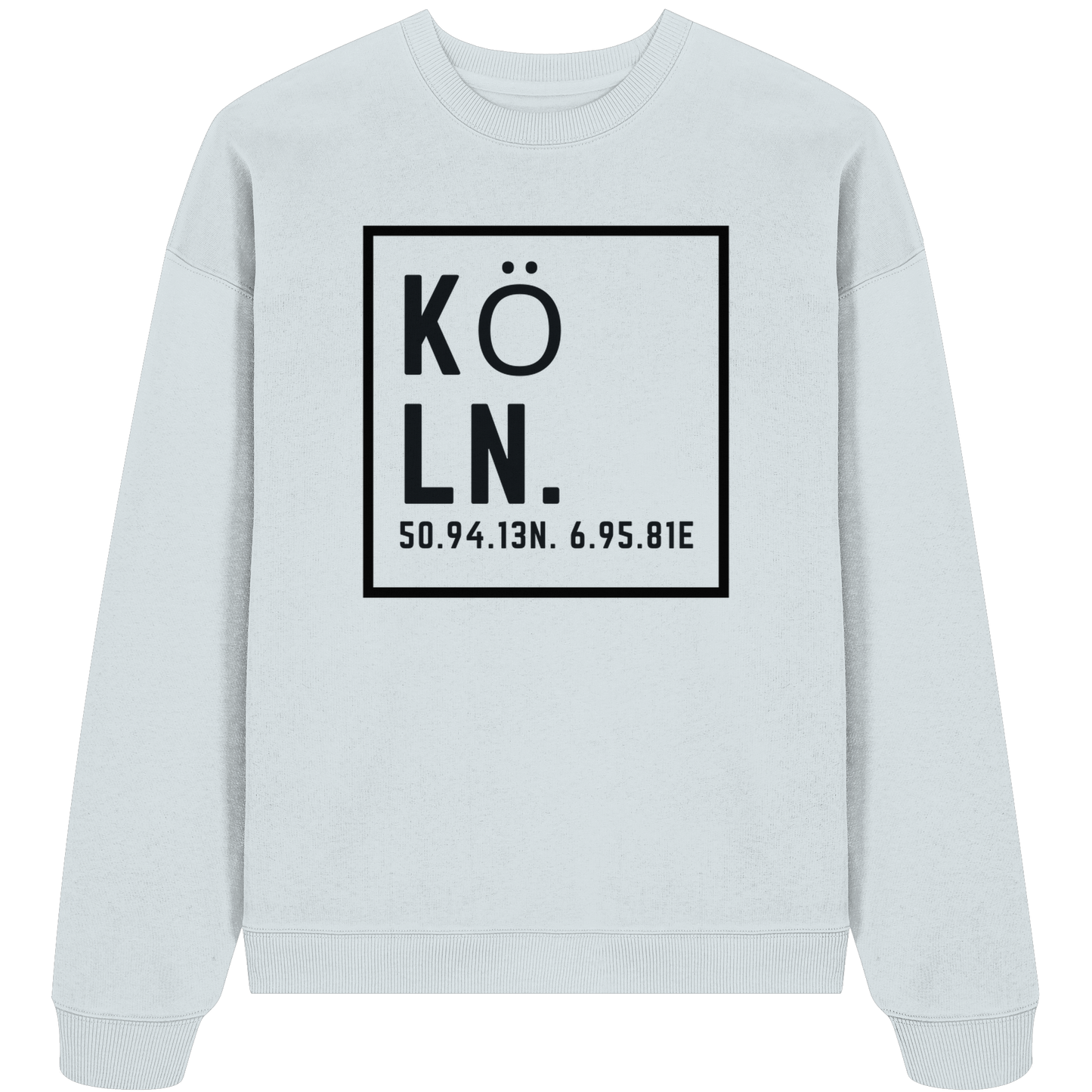Köln Koordinaten (großer Druck auf der Brust) - Organic Oversize Sweatshirt