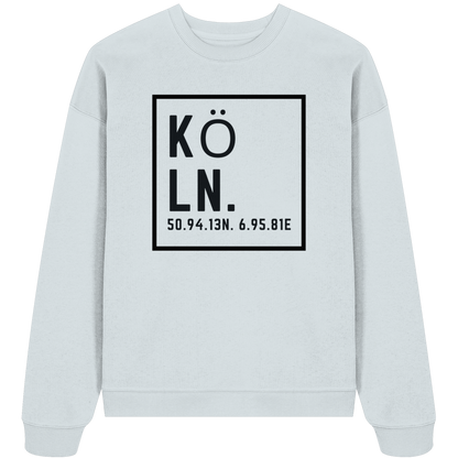 Köln Koordinaten (großer Druck auf der Brust) - Organic Oversize Sweatshirt
