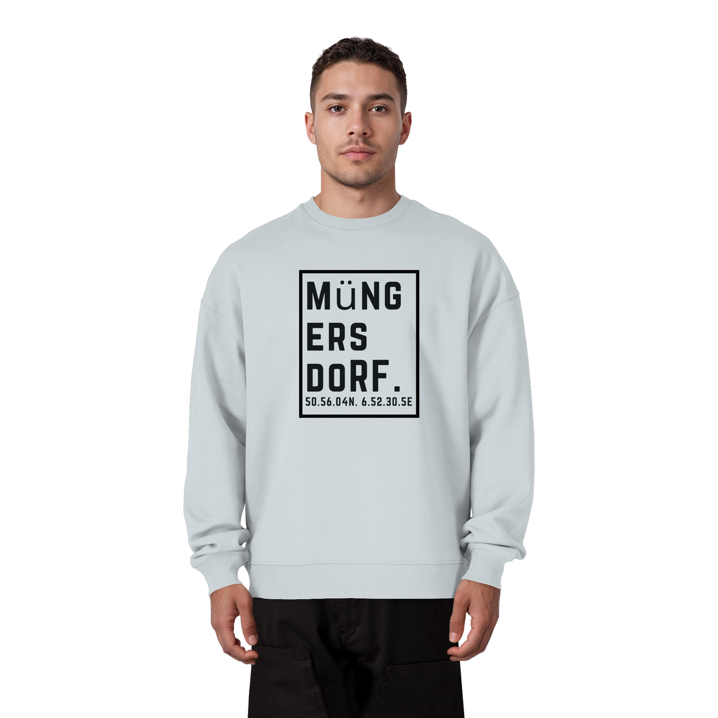Müngersdorf Koordinaten (großer Druck auf der Brust) - Organic Oversize Sweatshirt