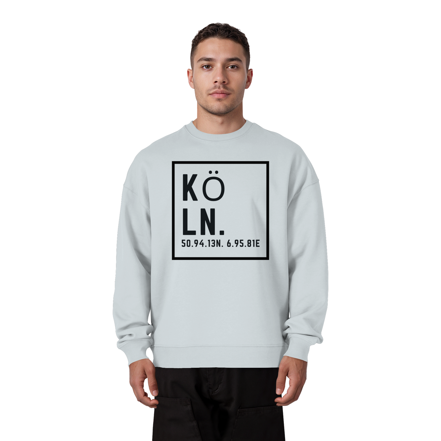 Köln Koordinaten (großer Druck auf der Brust) - Organic Oversize Sweatshirt