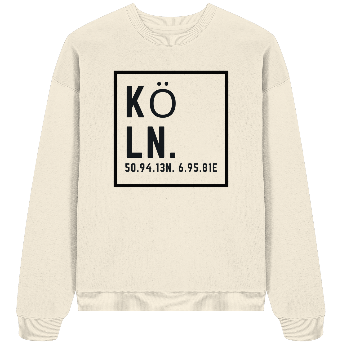Köln Koordinaten (großer Druck auf der Brust) - Organic Oversize Sweatshirt