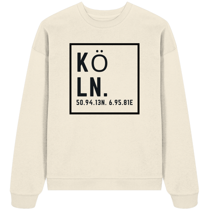 Köln Koordinaten (großer Druck auf der Brust) - Organic Oversize Sweatshirt