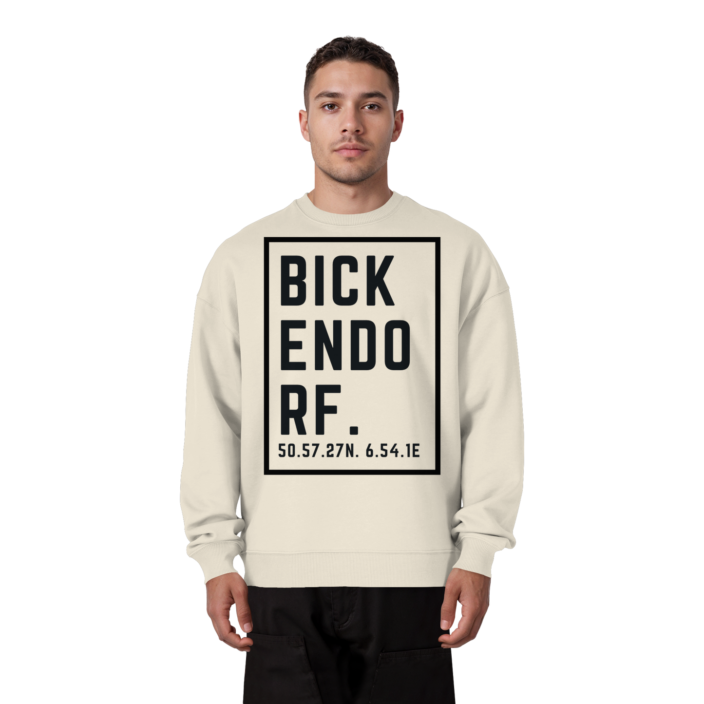 Bickendorf Koordinaten (großer Druck auf der Brust) - Organic Oversize Sweatshirt