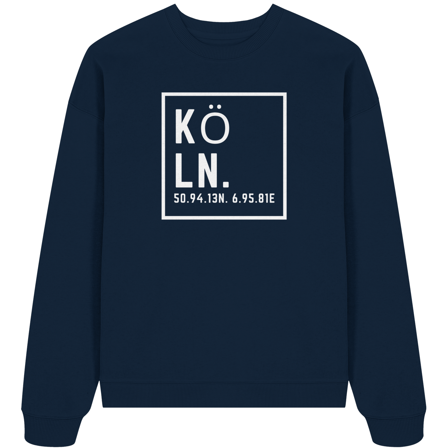 Köln Koordinaten (großer Druck auf der Brust) - Organic Oversize Sweatshirt