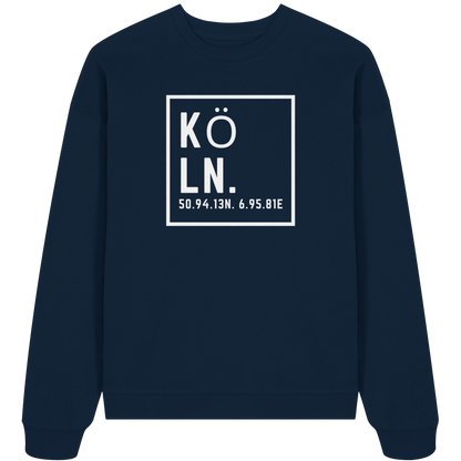 Köln Koordinaten (großer Druck auf der Brust) - Organic Oversize Sweatshirt