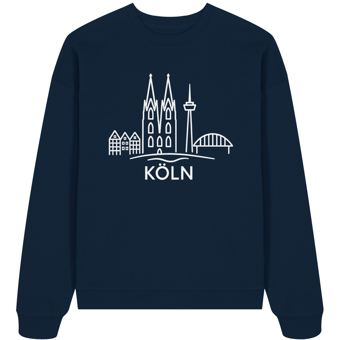 Köln Skyline (großer Druck auf der Brust) - Organic Oversize Sweatshirt