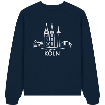 Köln Skyline (großer Druck auf der Brust) - Organic Oversize Sweatshirt