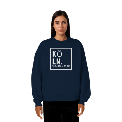 Köln Koordinaten (großer Druck auf der Brust) - Organic Oversize Sweatshirt