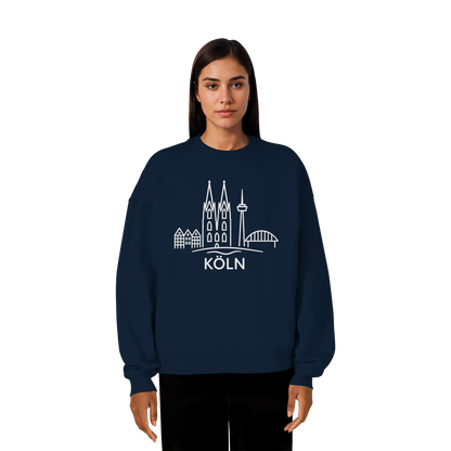 Köln Skyline (großer Druck auf der Brust) - Organic Oversize Sweatshirt