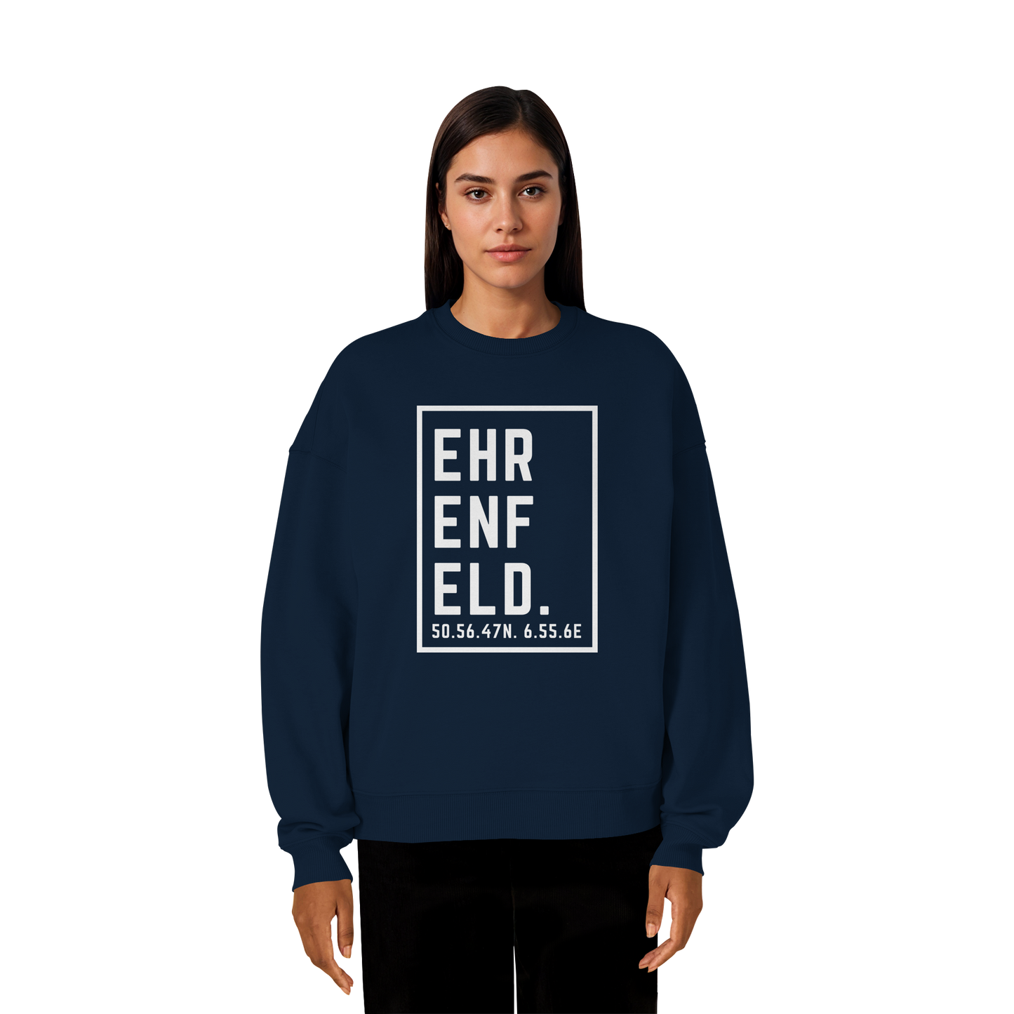 Ehrenfeld Koordinaten (großer Druck auf der Brust) - Organic Oversize Sweatshirt