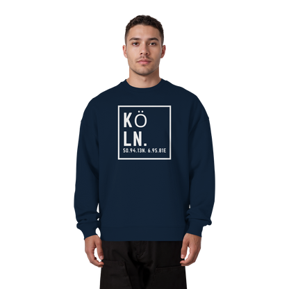 Köln Koordinaten (großer Druck auf der Brust) - Organic Oversize Sweatshirt