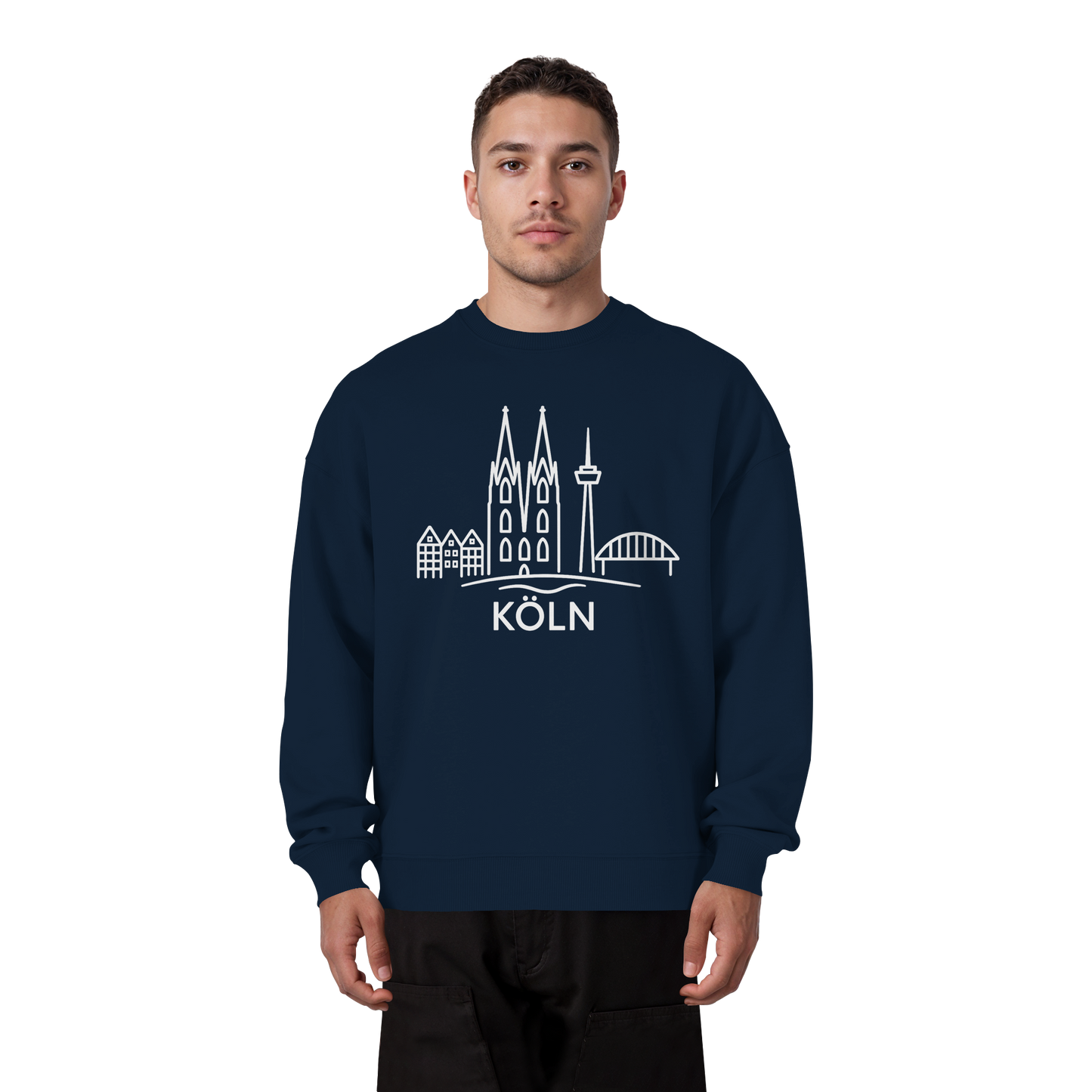 Köln Skyline (großer Druck auf der Brust) - Organic Oversize Sweatshirt