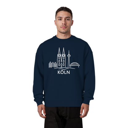 Köln Skyline (großer Druck auf der Brust) - Organic Oversize Sweatshirt