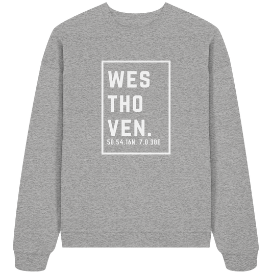 Westhoven Koordinaten (großer Druck auf der Brust) - Organic Oversize Sweatshirt