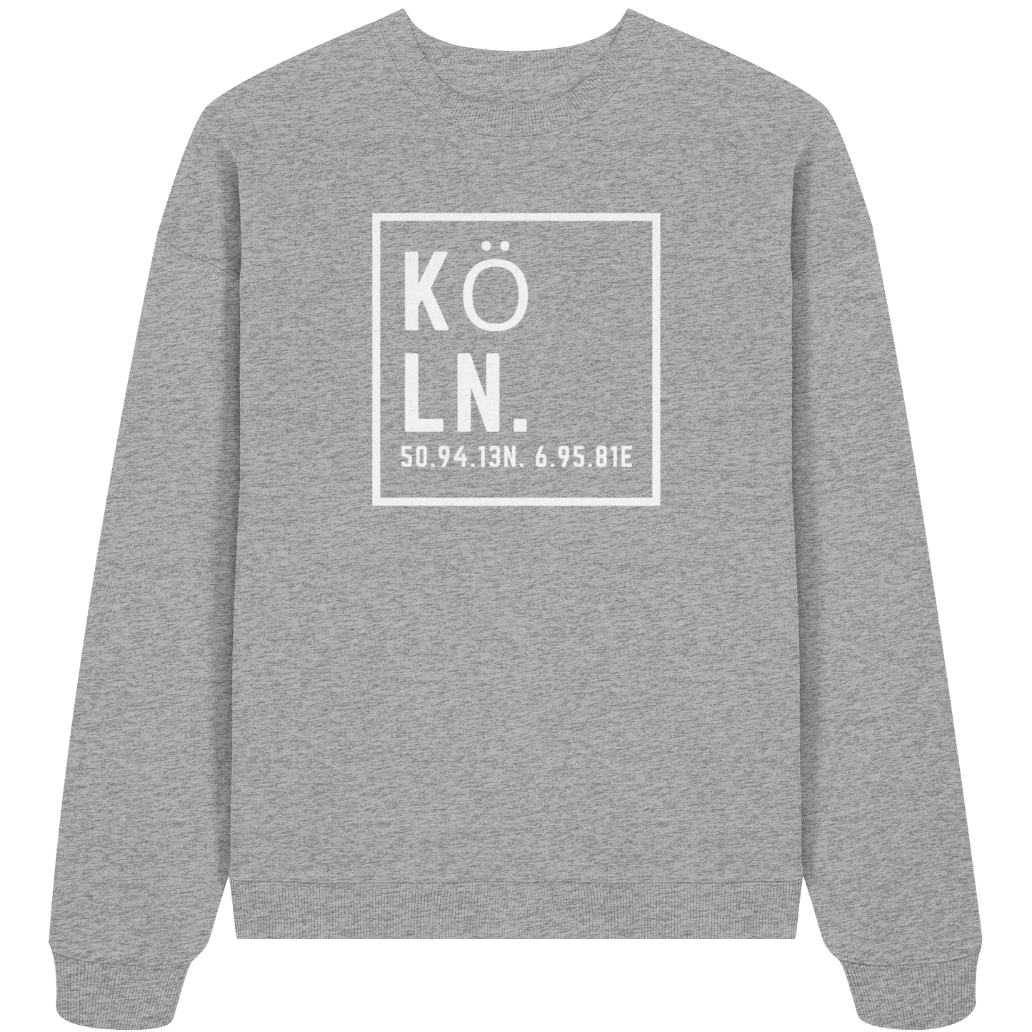 Köln Koordinaten (großer Druck auf der Brust) - Organic Oversize Sweatshirt