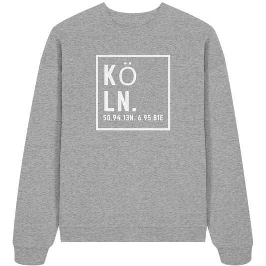 Köln Koordinaten (großer Druck auf der Brust) - Organic Oversize Sweatshirt