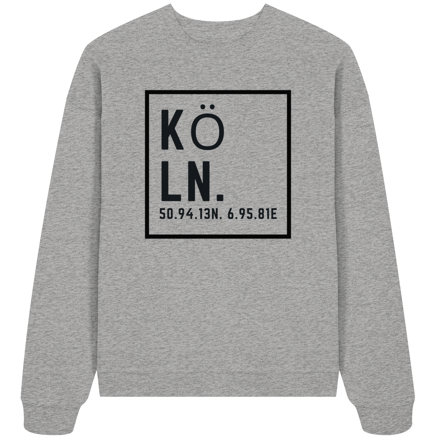 Köln Koordinaten (großer Druck auf der Brust) - Organic Oversize Sweatshirt