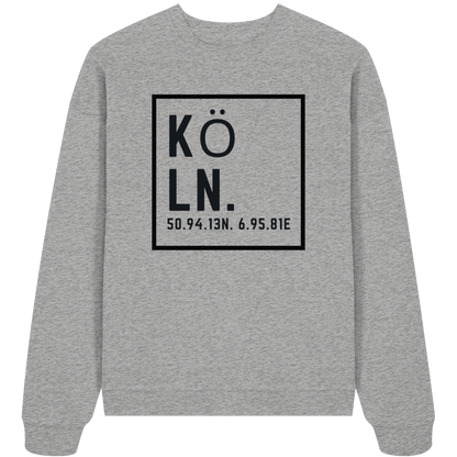 Köln Koordinaten (großer Druck auf der Brust) - Organic Oversize Sweatshirt