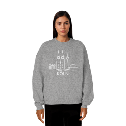Köln Skyline (großer Druck auf der Brust) - Organic Oversize Sweatshirt