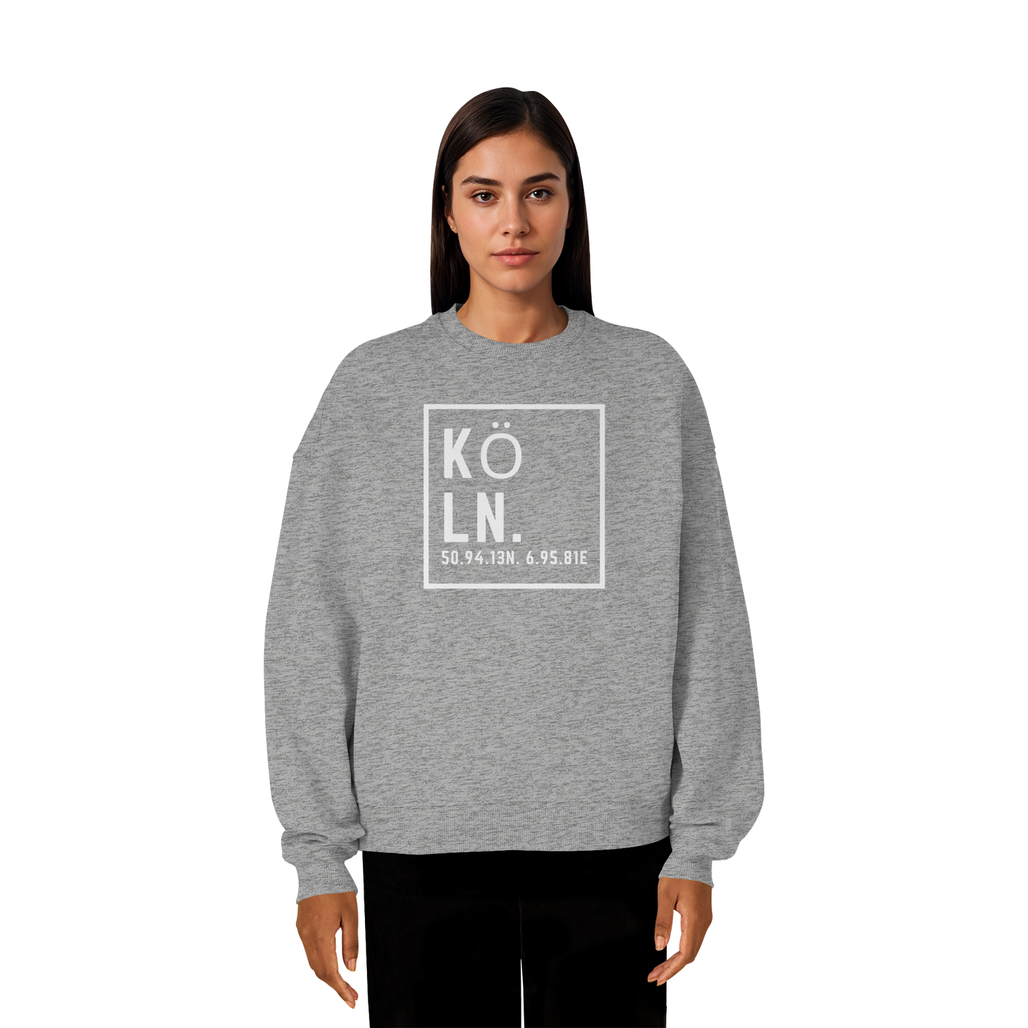 Köln Koordinaten (großer Druck auf der Brust) - Organic Oversize Sweatshirt