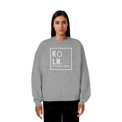 Köln Koordinaten (großer Druck auf der Brust) - Organic Oversize Sweatshirt