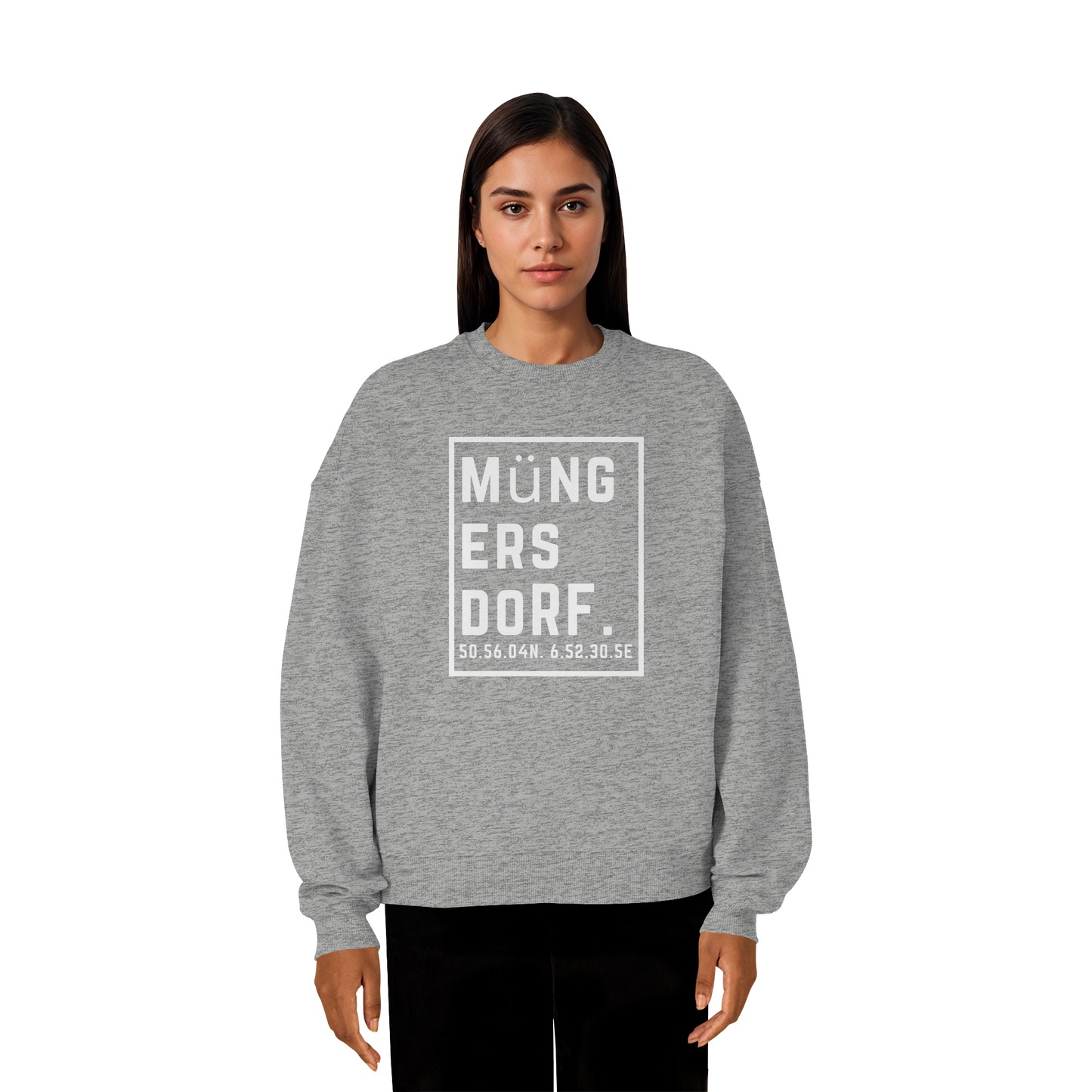 Müngersdorf Koordinaten (großer Druck auf der Brust) - Organic Oversize Sweatshirt