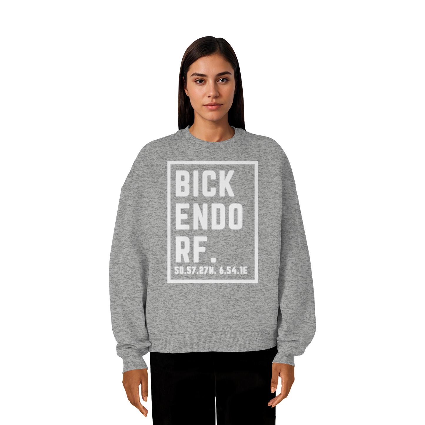 Bickendorf Koordinaten (großer Druck auf der Brust) - Organic Oversize Sweatshirt