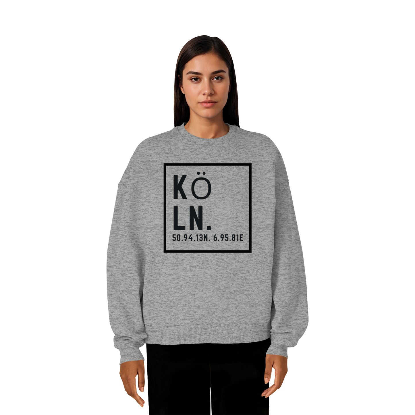 Köln Koordinaten (großer Druck auf der Brust) - Organic Oversize Sweatshirt