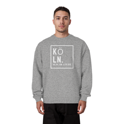 Köln Koordinaten (großer Druck auf der Brust) - Organic Oversize Sweatshirt