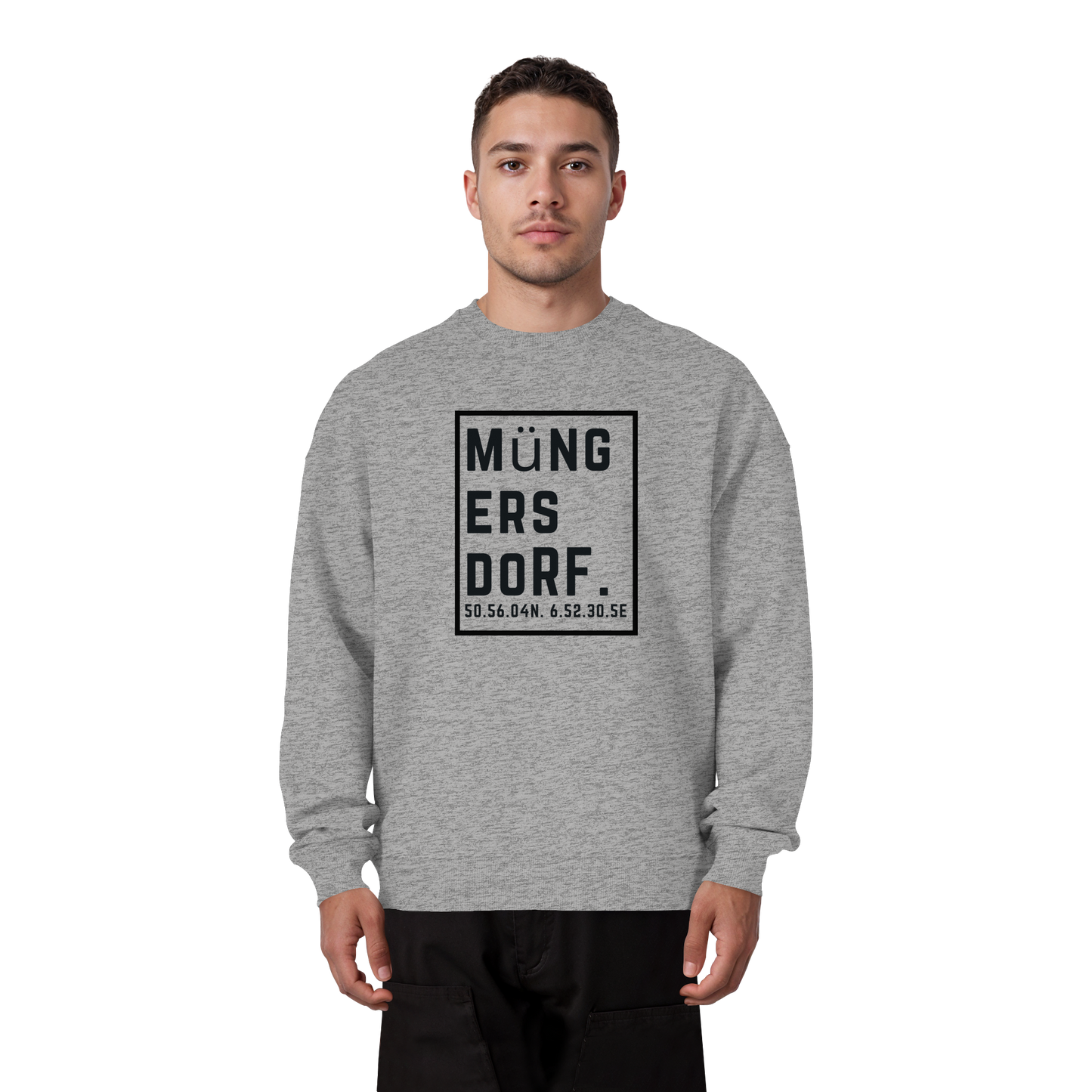 Müngersdorf Koordinaten (großer Druck auf der Brust) - Organic Oversize Sweatshirt