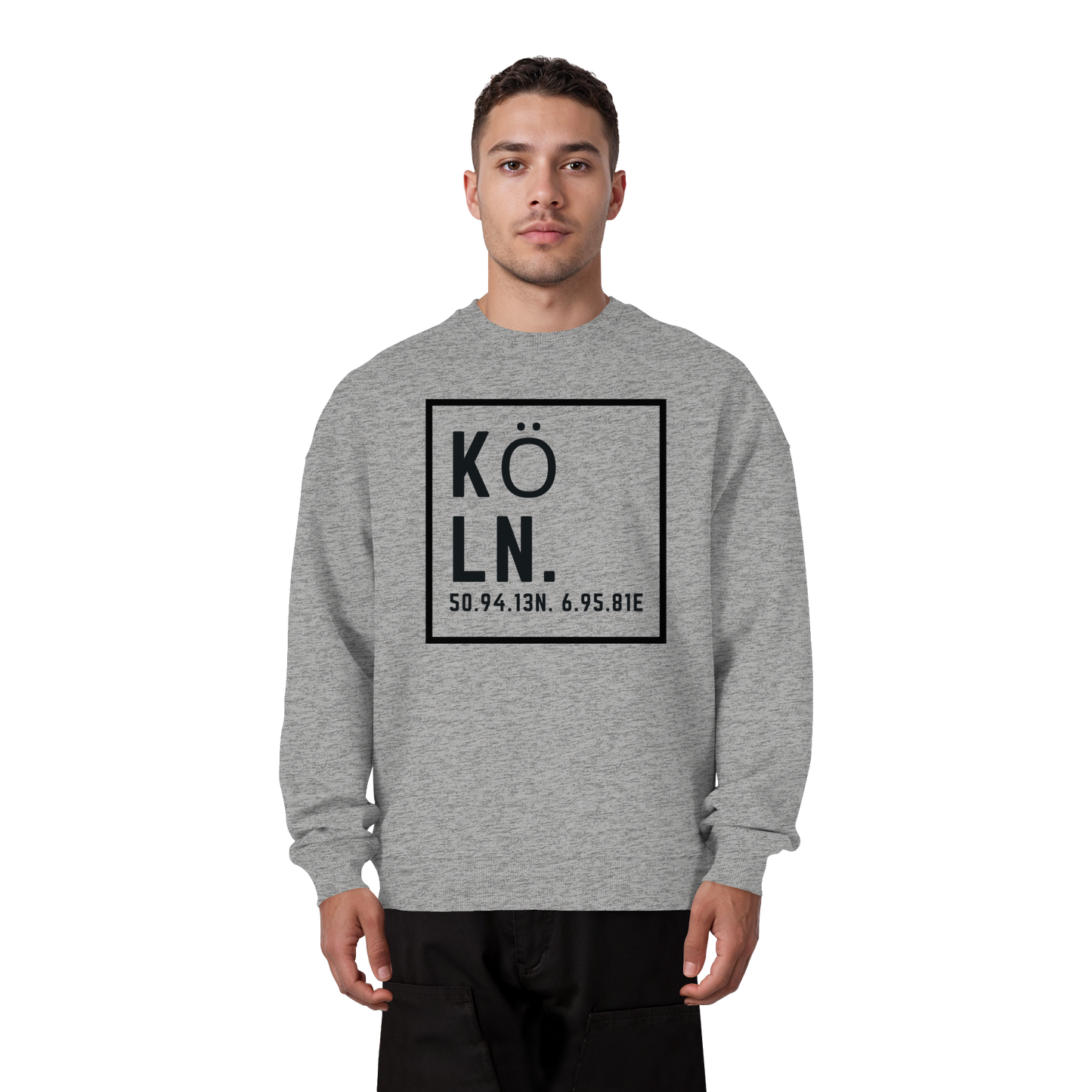 Köln Koordinaten (großer Druck auf der Brust) - Organic Oversize Sweatshirt