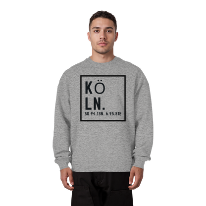Köln Koordinaten (großer Druck auf der Brust) - Organic Oversize Sweatshirt