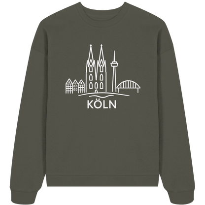 Köln Skyline (großer Druck auf der Brust) - Organic Oversize Sweatshirt